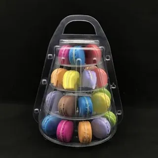 4-stöckiger runder Macaron-Turm-Ständer, Kuchen-Präsentationsregal, stapelbar, verstellbar, Desserthalter für Hochzeit, Geburtstag, Party, transparentes Acryl, wiederverwendbarer Kuchenständer