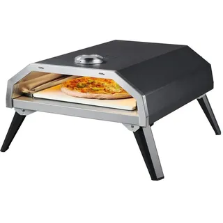 Grillmeister Gas Pizzaofen Milano Backofen bis zu 400°C Pizzabackofen Thermometer - Schwarz