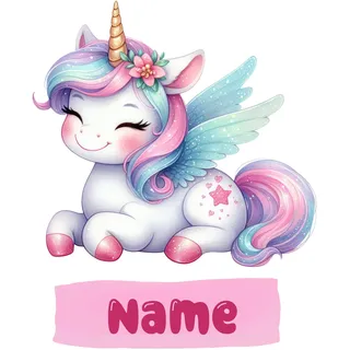 GRAZDesign Wandtattoo Einhorn personalisiert mit Namen Kinderzimmer Mädchen - Wanddeko selbstklebend - 61x50cm