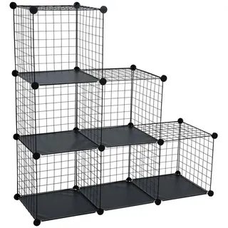 Estexo Stufenregal Regalsystem 6 Fächer Schwarz