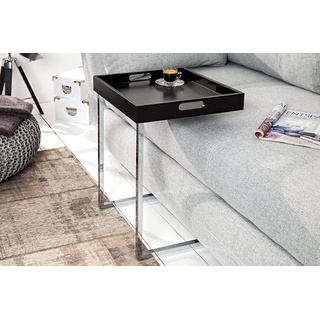riess-ambiente Beistelltisch CIANO 40cm schwarz / silber, Wohnzimmer · Tablett · Metall · Modern Design · abnehmbare Tischplatte schwarz