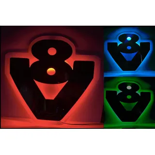 Scania v8 - Lkw Zubehör Scania v8 Schild - Scania Led Logo RGB