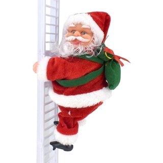 Weihnachtsmann auf Leiter Weihnachtsfigur Kletternder Weihnachtsmannfigur mit Musik Weihnachten Deko Hängend Nikolaus Weihnachtsdeko Figur Santa Claus Nikolausfigur für Innen Fenster Baum