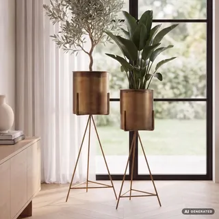 FineBuy 2er Set Ø 20 x 20 cm Gold