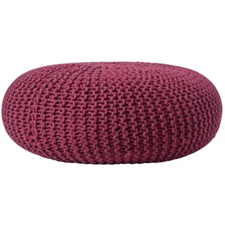 STRICK-POUF weinrot, Bodenkissen rund 70/70/23 cm