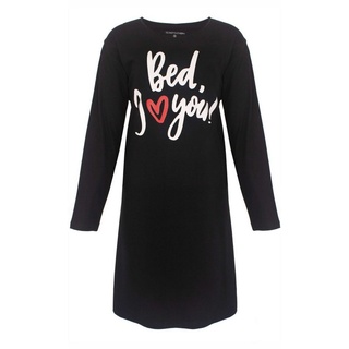 TEMPTATION Nachthemd Damen Schlafshirt mit Print (1-tlg) Baumwolle schwarz S