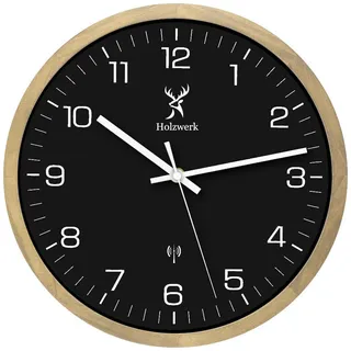 Holzwerk Germany Funkwanduhr 30 cm Hw.buche-schwarz. beige/schwarz