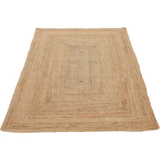 Teppich CARPETFINE "Nele Juteteppich Naturfaser" Teppiche Gr. B/L: 200 cm x 250 cm, 6 mm, 1 St., beige (natur) Esszimmerteppiche geflochtener Wendeteppich aus 100% Jute, quadratisch und als Läufer