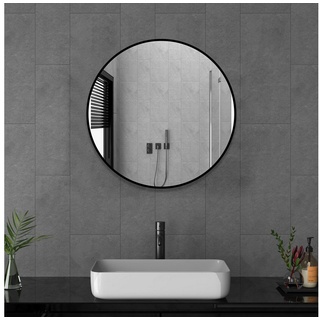 Boromal Wandspiegel Spiegel Flur 40cm breit Rund Schwarz Klein Rahmen Schlafzimmer Kommode, für Badezimmer Waschtisch Wohnzimmer Schlafzimmer Esszimmer Eingänge schwarz