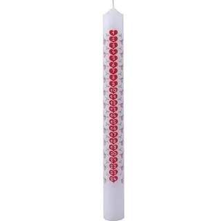 Diana candles Adventskalenderkerze 3x30cm verschiedene Kerzen 24 Tage Kerzen Adventskerzen (Motiv Tannenzweige mit roten Herzen-weiß)