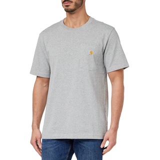 Carhartt, Herren, K87 Lockeres, schweres, kurzärmliges T-Shirt mit Tasche, Grau meliert, S