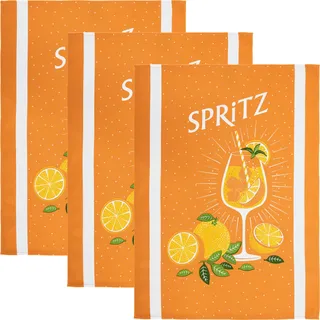 Erwin Müller Geschirrtuch "Spritz" 3er-Pack Baumwolle orange Größe 50x70 cm