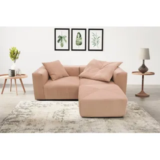 Home affaire Ecksofa Gerrid L-Form, Cord, Modulsofa, bestehend aus 2 Eckelementen + 1 Hocker rosa