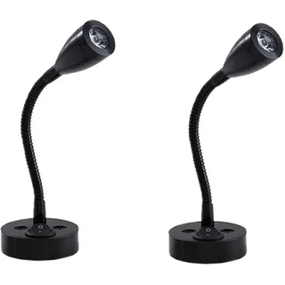 Soekodu 2 Stück 12V LED Spot Leselicht, 6000K Wand Nachttischlampe Einstellbarer Schalter Camper Caravan Van Caravan Innenbeleuchtung für Boot Wohnmobil (Schwarz,Lange)