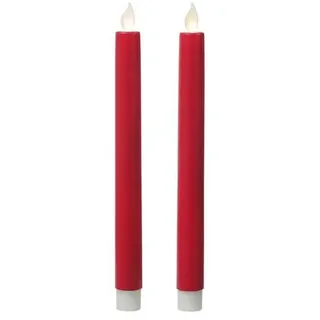 LED Stabkerzen Tafelkerzen bewegliche Flamme Dinner Spitzkerzen 2er Set rot