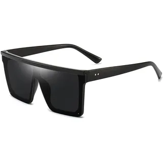 Dollger Retro Eckig Sonnenbrille Damen Herren Groß Mode Flat Top Big Rahmen Shades - 52 mm x 64 mm x 146 mm x 14 mm x 143 mm