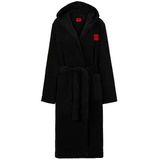 HUGO Damen Terry_hooded DRESSING GOWN, Schwarz 1,XXL - XXL