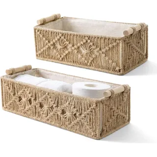 Famanu Aufbewahrungskorb - Handgewebtes Design aus natürlichem Jute - Braun - Set von 2 Stück