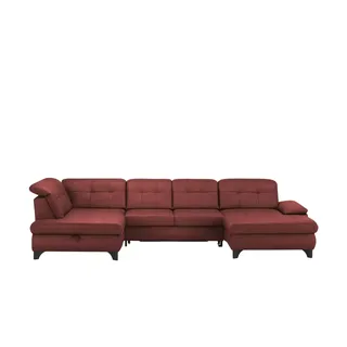 Kollektion Kraft Wohnlandschaft Leder  Jona ¦ rot ¦ Maße (cm): B: 368 H: 100 T: 194.0