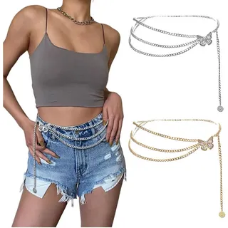 Coonoor Taillengürtel Damen Concho Kettengürtel taillenkette Taille Gürtel Verstellbarer Metall Western Cowgirl Gürtel silberfarben