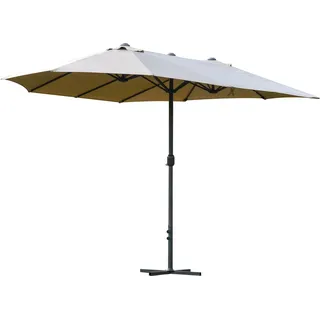 Outsunny XXL Garten-Sonnenschirm mit Kreuzfuß, großer Sonnenschirm 4,6L x 2,7B x 2,4H cm, Kurbelöffnung Aluminium Stahl hochdichtes Polyester Kaffee   Aosom