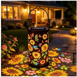 ibettertec LED Solarleuchte Solarlampen für Außen Hängend - 1 Stück Solarlampen für Außen Garten, Metall Solar Gartenleuchten fur AuBen Garten DrauBen Balkon, IP65 Wasserdicht Solarlaterne für Außen