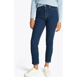 Slim-fit-Jeans TOMMY HILFIGER "Slim Cigarette High Waist", Damen, Gr. 26, Länge 32, blau (ace), Denim/Jeans, Obermaterial: 100% Baumwolle, unifarben, casual, slim fit knöchelfrei, Jeans, mit Logo-Badge, in blauer Waschung