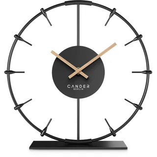 Ilmera Tischuhr lautlos 18 cm Metall Holzzeiger ohne Tickgeräusche modern