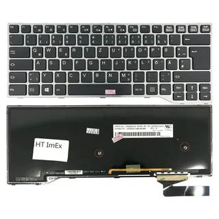 DEUTSCHE - Tastatur mit beleuchtung, Silber rahmen kompatibel mit HP P/N: L00741-041, L09595-041 - Schwarz