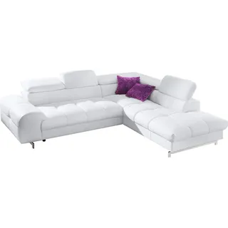 COTTA Ecksofa Chef bequem, tolle Verarbeitungsdetails, Breite 262cm, L-Form, mit Kopfteilverstellung, edle Metallkufen, optional Schlaffunktion weiß