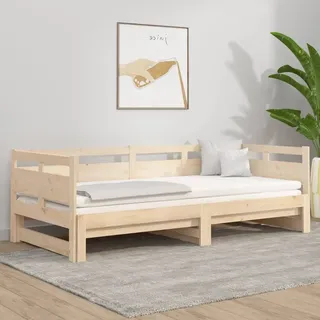 The Living Store Tagesbett Ausziehbar Massivholz Kiefer 2x(80x200) cm - Braun