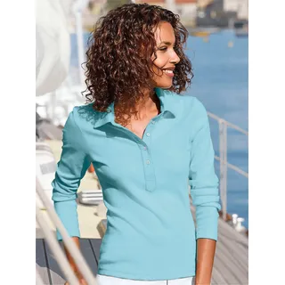 Langarm-Poloshirt CASUAL LOOKS "Poloshirt" Gr. 48, blau (türkis) Damen Shirts Jersey