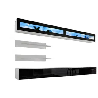 Xlmoebel TV-Wand Luxus-Wohnwand in Hochglanz Weiß mit modernem Wandsystem, (7-St., 1x Wohnwand + 2x TV Ständer + 2x Wandschrank + 2x Wandregale), Hergestellt in Europa weiß