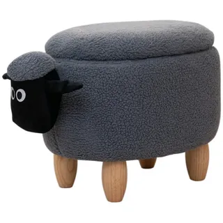 Svita Tierhocker Stauraum Kinderhocker Sitzhocker Kinderzimmer Sitzbox Schaf Grau - Grau
