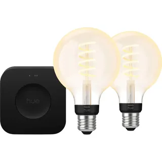 Philips Hue Filament White Ambiance Globe Doppelpack + Bridge Pro