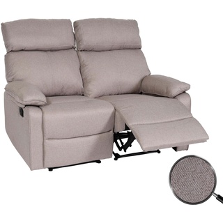 2er Kinosessel MCW-L93, Relaxsessel Fernsehsessel Sofa, Armlehne Liegefunktion Nosagfederung Stoff/Textil ~ grau-braun