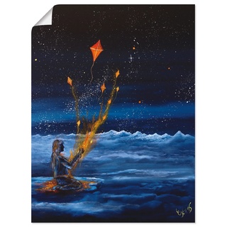 Wandbild ARTLAND "Himmlische Drachen" Bilder Gr. B/H: 45 cm x 60 cm, Poster, blau Bild Leinwandbild Bilder als Alubild, Leinwandbild, Wandaufkleber oder Poster in versch. Größen