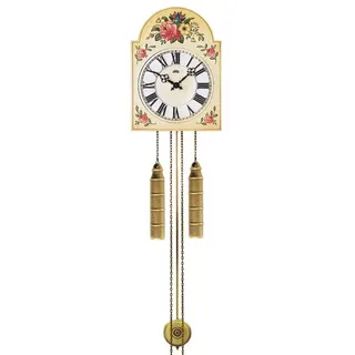 AMS Pendelwanduhr Mechanische Wanduhr mit Gewichten und Pendel H835 (handbemaltes Zifferblatt) bunt