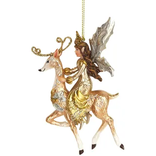 Gisela Graham Hängeschmuck aus Harz: Rentier in Gold und Silber für Weihnachten und Hochzeit