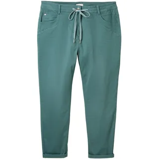 Jogger Pants TOM TAILOR PLUS Gr. 44, Länge 28, grün (sea pine green) Damen Hosen Joggpants Track Pants im 5-Pocket-Stil mit Stretch und Bindeband
