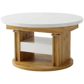 designimpex Couchtisch DA-999 rund ausziehbar höhenverstellbar mit Schublade Wohnzimmer Tisch, Funktionstisch, Wohnzimmertisch, Tisch, Esstisch, Sofatisch weiß