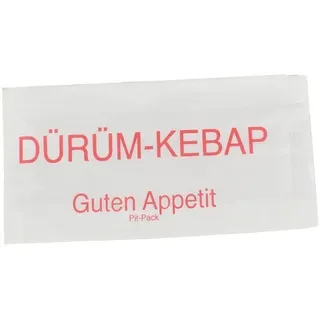 DayBays 3000 Stk. Bäckerfaltenbeutel 10+4x20 cm mit Druck "Dürüm Kebab" weiss gebleicht Natron