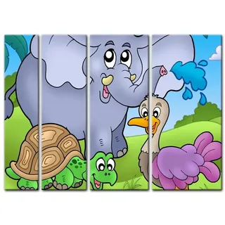 Bilderdepot24 Leinwandbild Kinderbild - tropische Tiere, Tiere bunt 180 cm x 120 cm