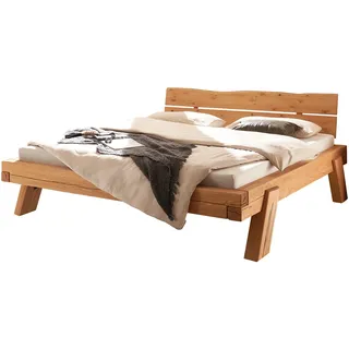 Balkenbett 180 cm Kiefer massiv Holzbeine - TAVEN