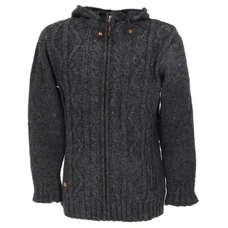 Guru-Shop Langjacke Strickjacke, Unisex Wolljacke, Nepaljacke mit.. grau S