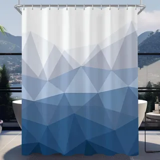 Lerores Duschvorhang 150x180 cm Geometrischer Verlauf,Beschwerter Saum Antischimmel,Wasserabweisend, Waschbar Polyester Badevorhänge mit 8 Ösen und Duschvorhangringe für Badezimmer,Badewanne