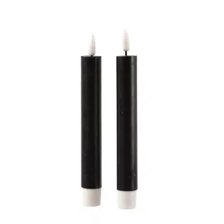 Deluxe Homeart LED-Kerze LED Stabkerzen Mia Tafelkerzen Echtwachs flackernd H: 15cm schwarz 2St (2-tlg) schwarz