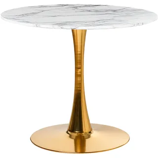 Beliani Boca Ø 90 cm weiß/gold