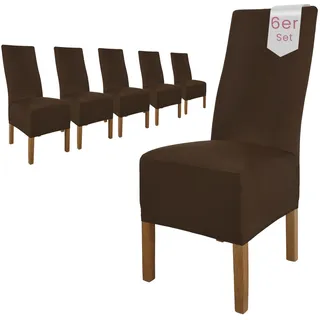Scheffler Home Stuhlhussen 6er Set in Braun Stretch Lena