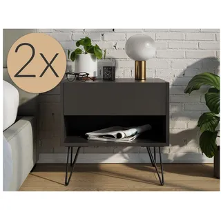 Posseik Nachttisch Posseik 2er Nachttisch-Set Industrial B 50 cm Grafit